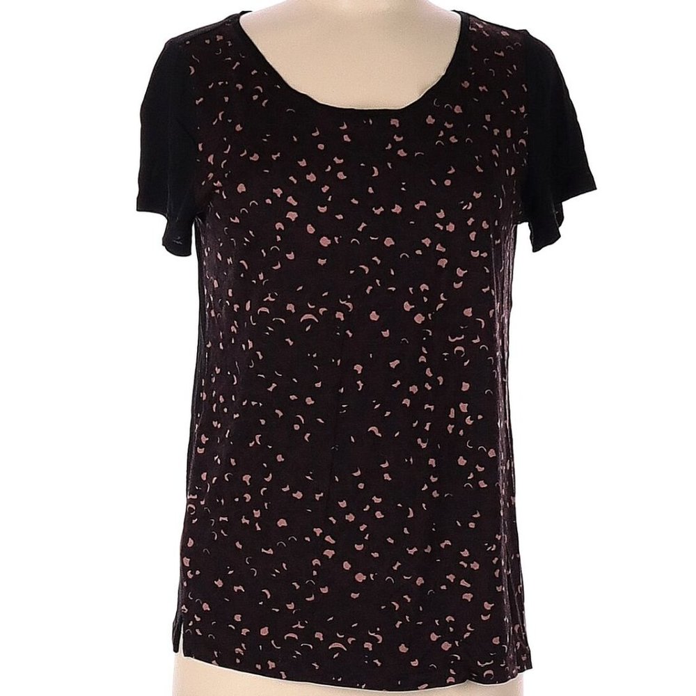 Ann Taylor Loft Maroon Wine Cheetah Print Tee Shirt